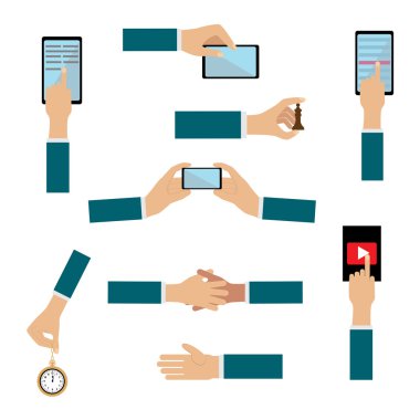 Farklı hareketleri gösteren koleksiyon eller 