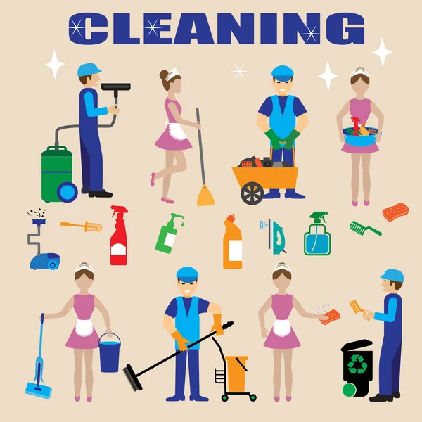 Diseño de póster para servicio de limpieza — Archivo Imágenes Vectoriales