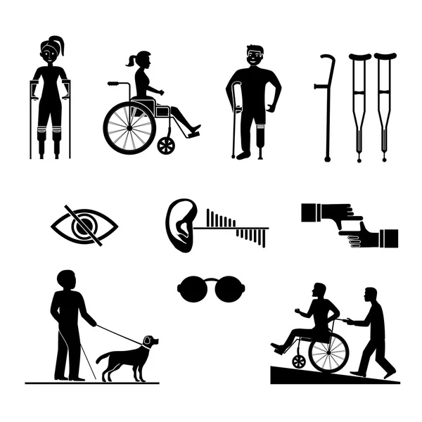 Aide aux personnes handicapées aide aux soins — Image vectorielle