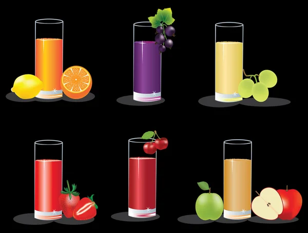 Set of healthy fruit juices — Stock Vector