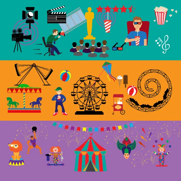 Parque de Atracciones. Iconos de cultura y arte — Vector de stock