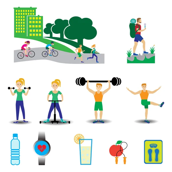 Concepto de infografías deportivas de salud — Archivo Imágenes Vectoriales