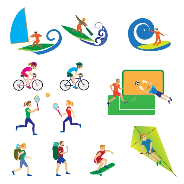 Emberek, a különböző típusú sport — Stock Vector