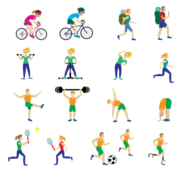 Conjunto de personas con diferentes tipos de deportes — Vector de stock
