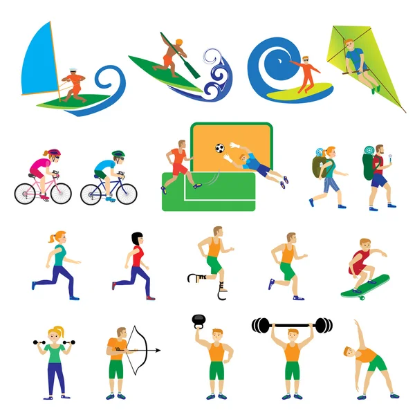 Conjunto de personas con diferentes tipos de deportes — Archivo Imágenes Vectoriales