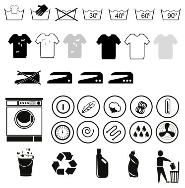 Çamaşırhane sembolleri Icon set