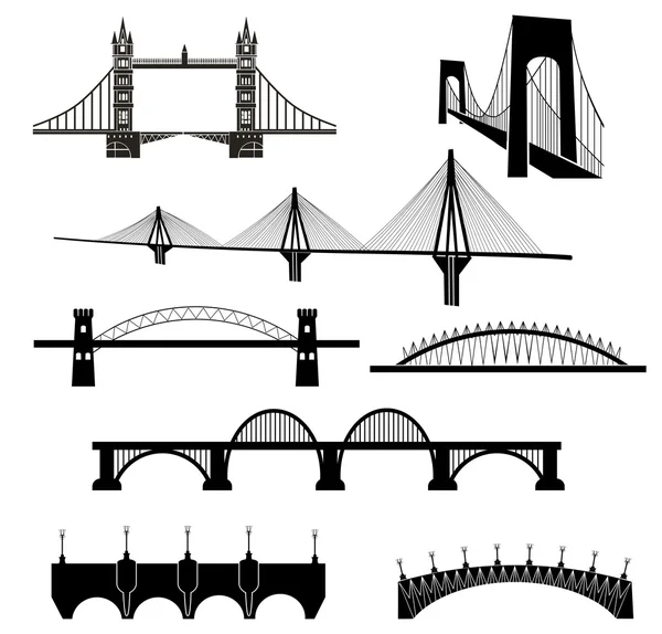 Puentes iconos conjunto — Archivo Imágenes Vectoriales