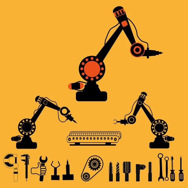 Automazione nella gestione delle linee di produzione e dell'ingegneria industriale — Vettoriale Stock