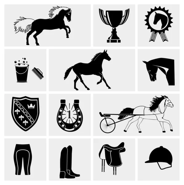 Equine icons, Horse riding symbols. — Stock Vector