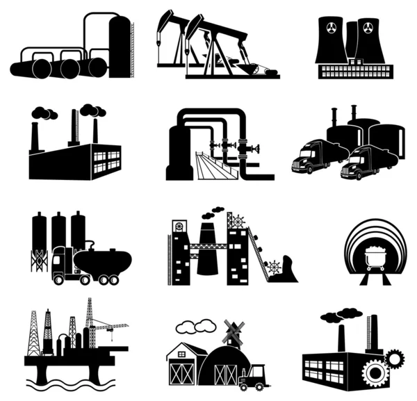 Fábrica de construcción industrial y centrales eléctricas — Vector de stock