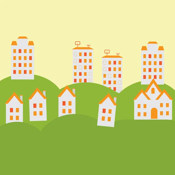 Cabañas y edificios — Vector de stock