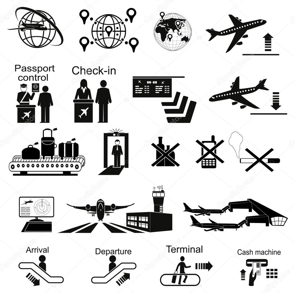 Airport icons set