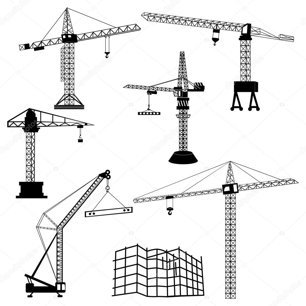 Construction cranes set