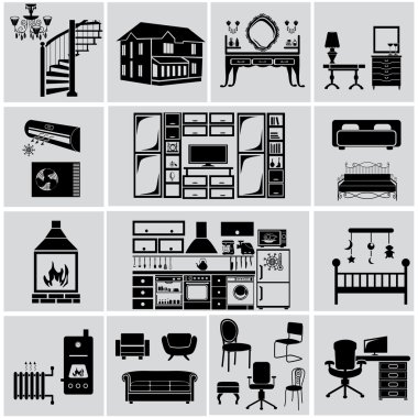 Furniture icon set. clipart