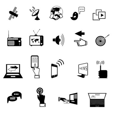 Medya hizmet düz simgeler kümesi
