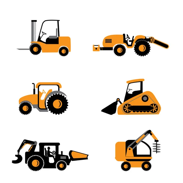 Collection tractor construction machines — Stock Vector