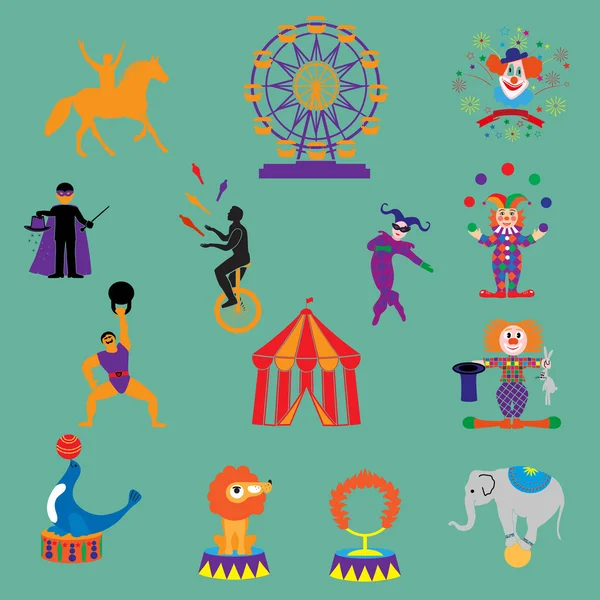 Conjunto de iconos de carnaval colorido — Vector de stock