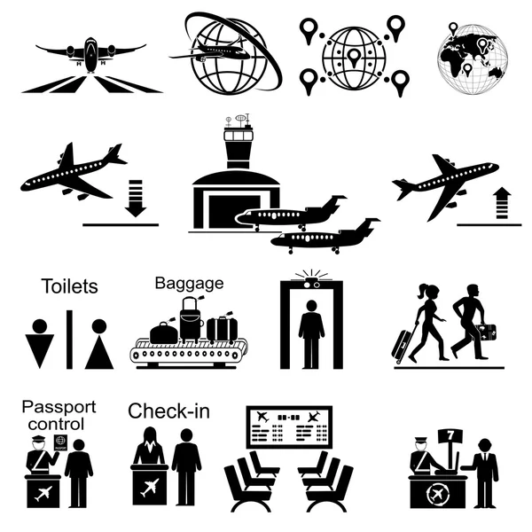 Set ikon bandara - Stok Vektor
