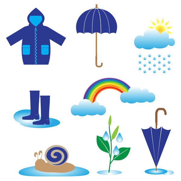 Набор элементов сезона дождей
