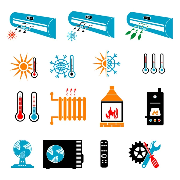 Iconos de calefacción y refrigeración — Archivo Imágenes Vectoriales