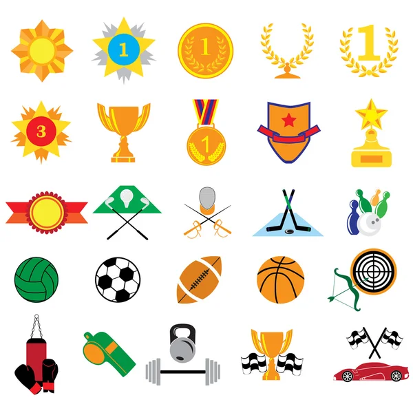 Sport and prize icons — Stock Vector