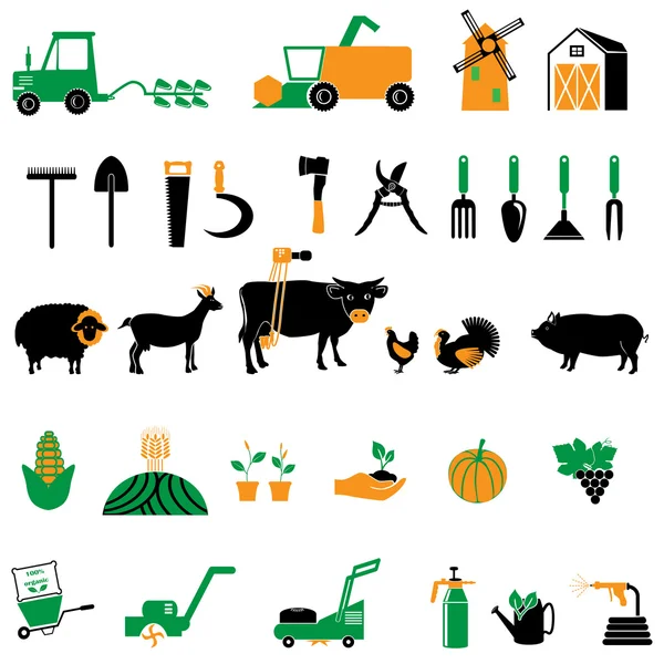 Ікони сільського господарства та сільського господарства — стоковий вектор