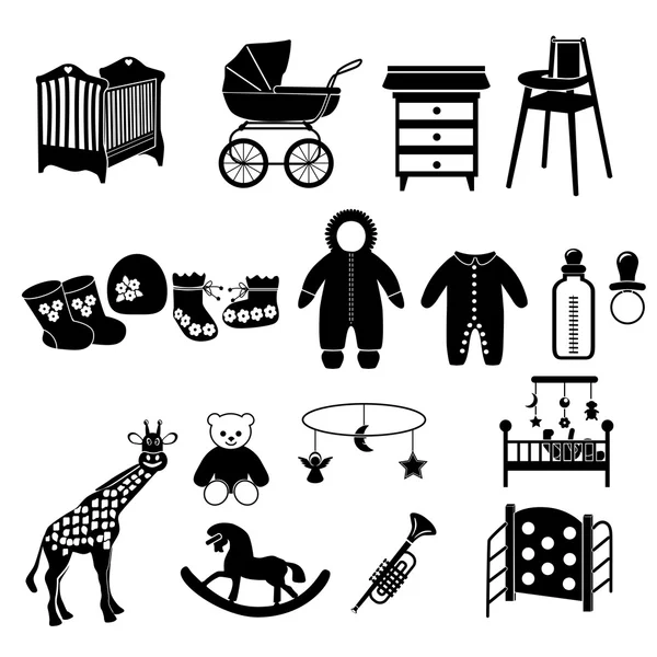 Baby und neugeborenes Symbol Set — Stockvektor