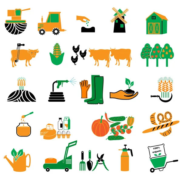Ікони сільського господарства та сільського господарства . — стоковий вектор