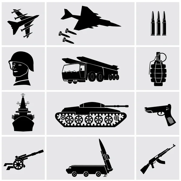 Icônes de l'armée noire — Image vectorielle