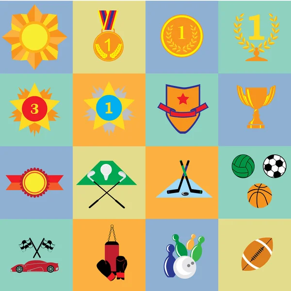 Iconos de deporte y premios — Vector de stock