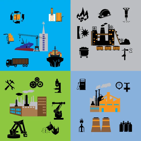 Conjunto de edificios industriales — Archivo Imágenes Vectoriales