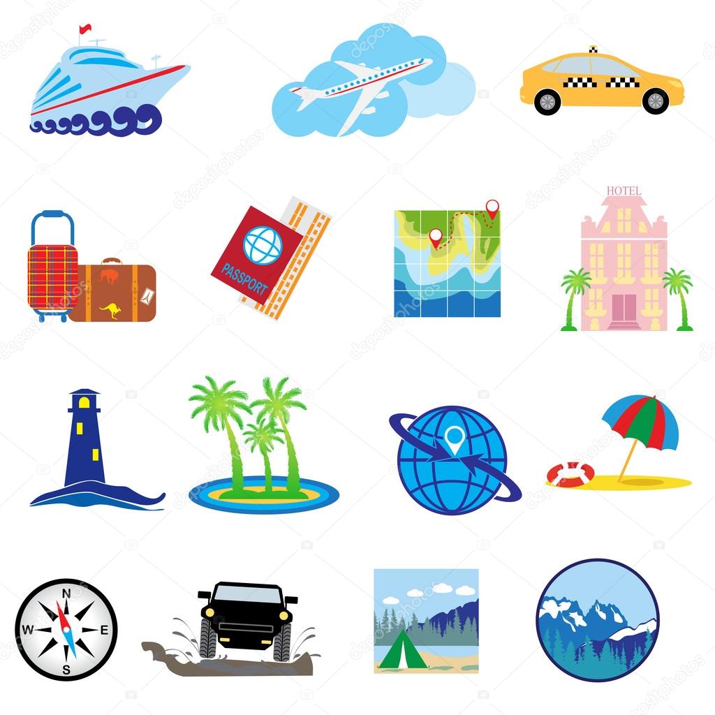 Travel and vacation icon collection Stock Vector by ©Krylovochka 72261077, image size:1024x1024