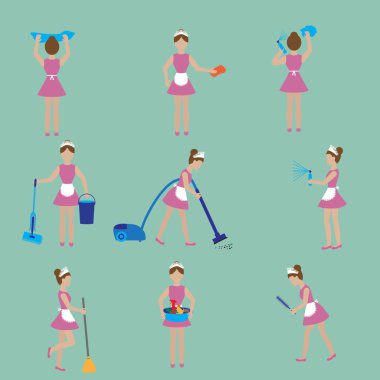 Temizlik. Ev hanımı Icon set