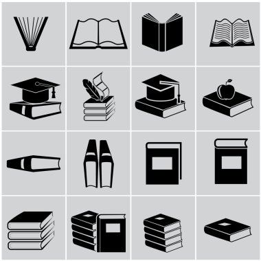 kitap simgeleri gri üzerine ayarla