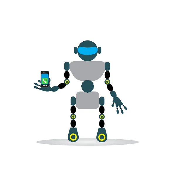 Robot character with smartphone — Stock Vector