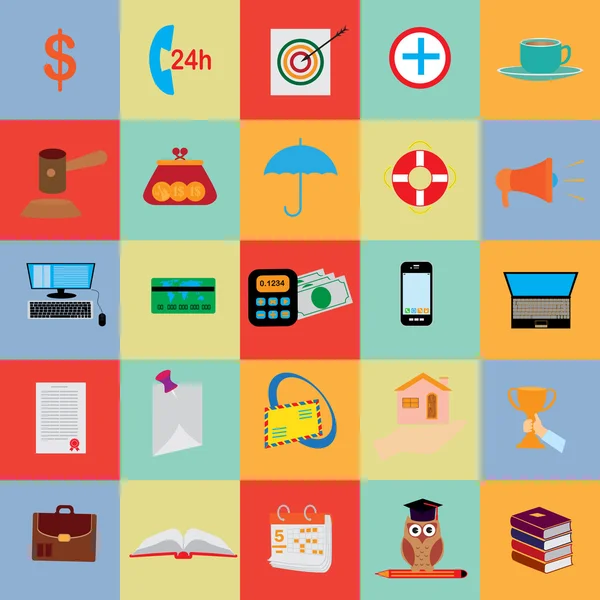 Icônes colorées d'affaires et de finance — Image vectorielle