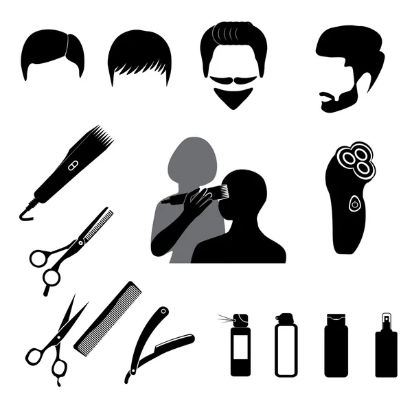 Conjunto de ícones de símbolos de barbearia —  Vetores de Stock