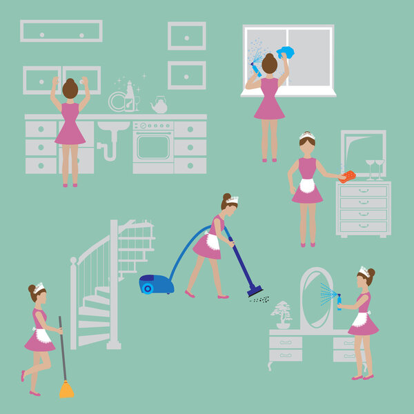 Cleaning .Housewife icon set