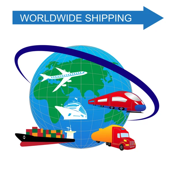 Veículos de transporte de entrega e globo —  Vetores de Stock
