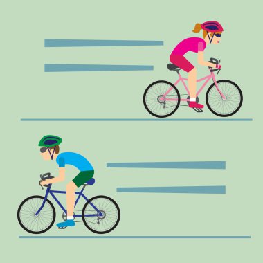 erkek ve kadın bisiklet sürme.