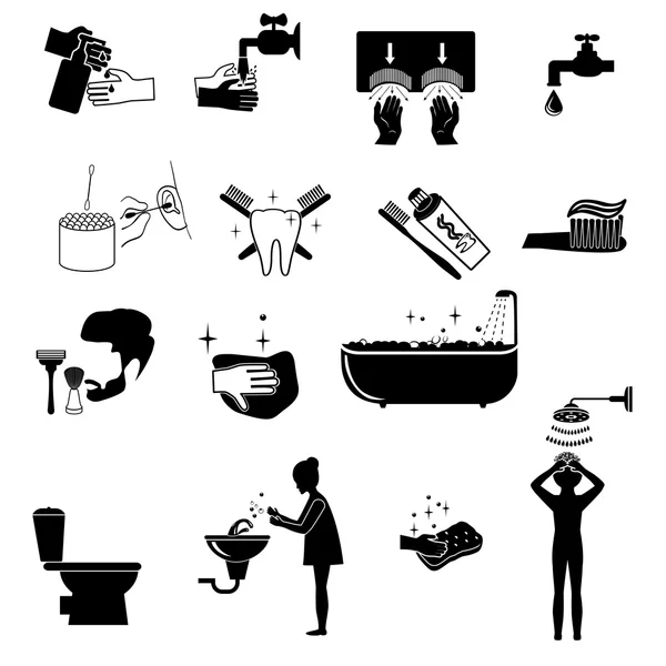 Sanitair en badkamer icons set — Stockvector