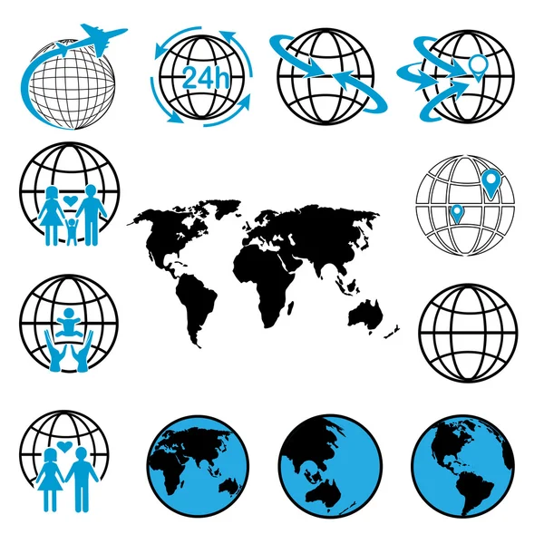 Conjunto de ícones da Terra Globo —  Vetores de Stock