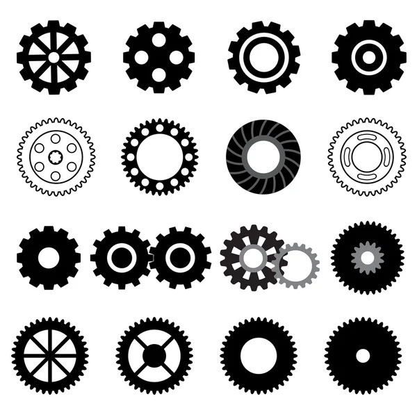Gearwheel mechanism icon set — Stock Vector