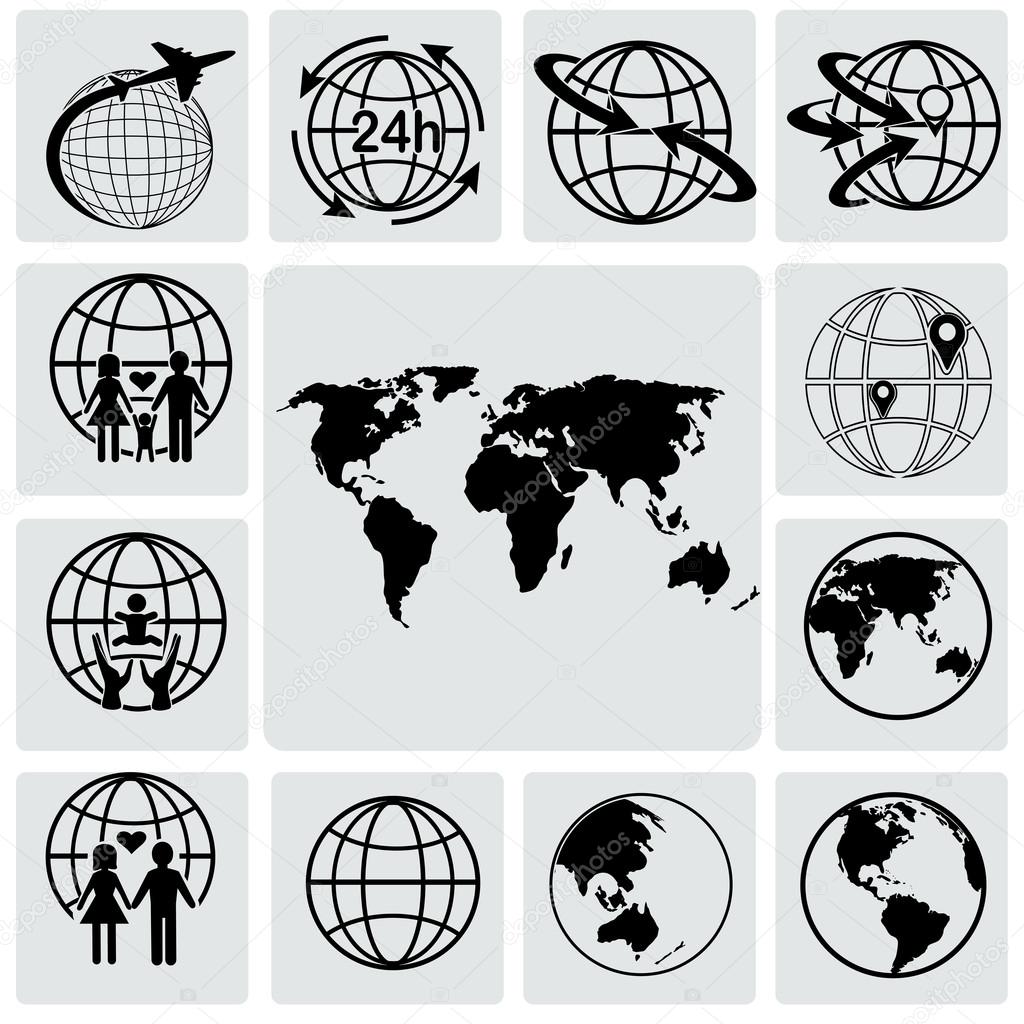 Globe earth icons set