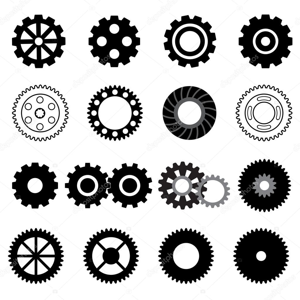 gearwheel mechanism icon set