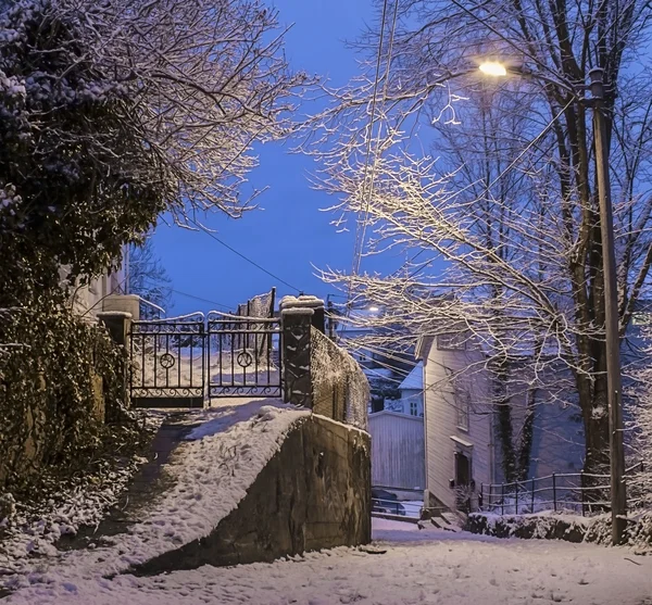 ノルウェーの冬の村 ストック画像