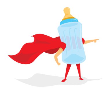 Bebek şişe süper kahraman ile cape