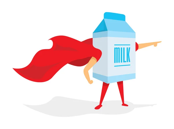Cartão de leite super herói com capa — Vetor de Stock