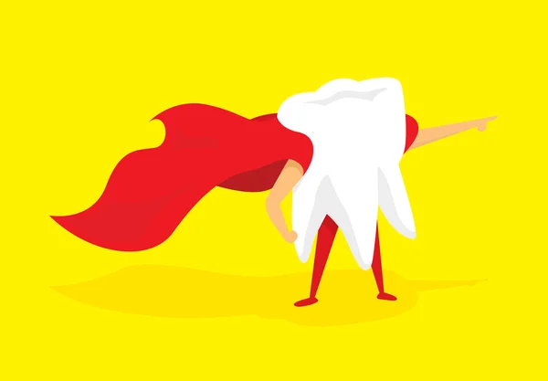 Teeth super hero standing with cape — Stock Vector