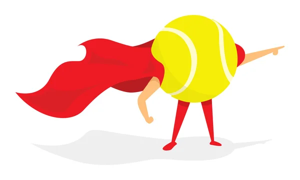 Tenis ball super hero standing with cape — Stock Vector